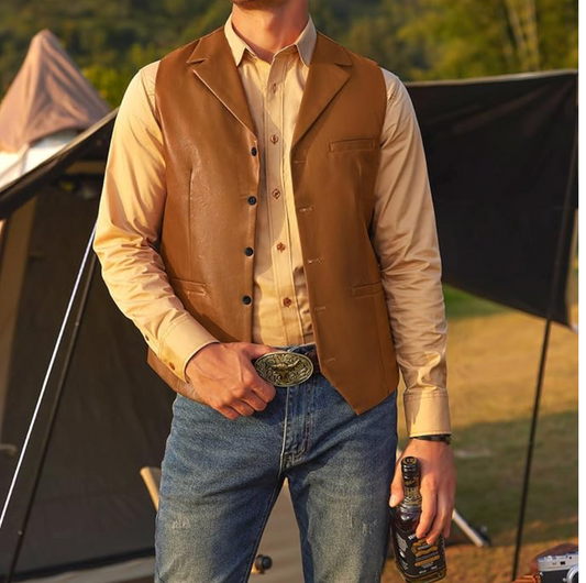 Western Style Leather Vest