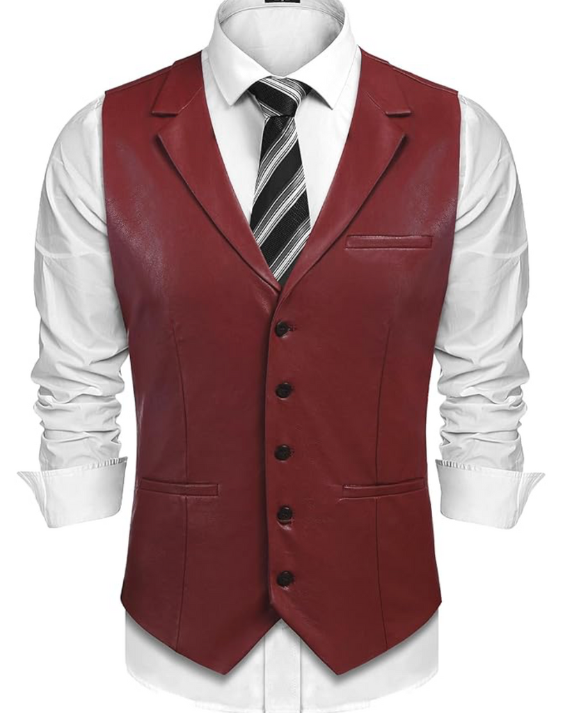 Full Back Maroon Genuine Leather Vest