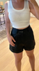 Women Leather Shorts Roll Hem