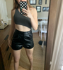 Women Leather Shorts Roll Hem