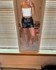 Women Leather Shorts Roll Hem