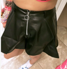 High Waist Zipper Leather Shorts