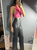 High Waist Wide Leg Leather Pants