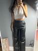 High Waist Wide Leg Leather Pants