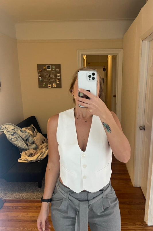 Women’s Cotton Button Waistcoat Sleeveless Summer Vest with Front Buttons