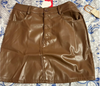 Women Short Mini Leather Skirt Brown