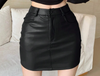 Women Short Mini Leather Skirt Brown