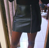 Genuine Leather Petite High Waist Zip Skirt