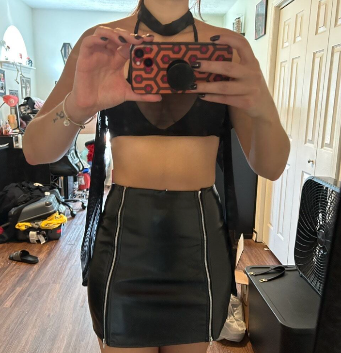 Genuine Leather Petite High Waist Zip Skirt