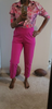 ladies elastic waist pants with slant pockets