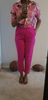 ladies elastic waist pants with slant pockets