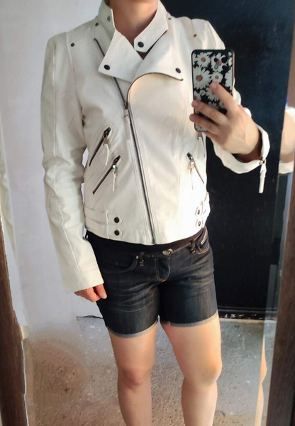 Women Slim Fit Leather Moto Jacket