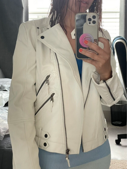 Women Slim Fit Leather Moto Jacket
