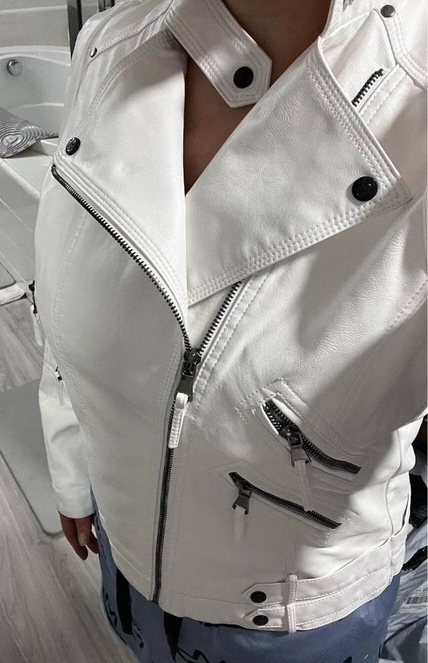 Women Slim Fit Leather Moto Jacket