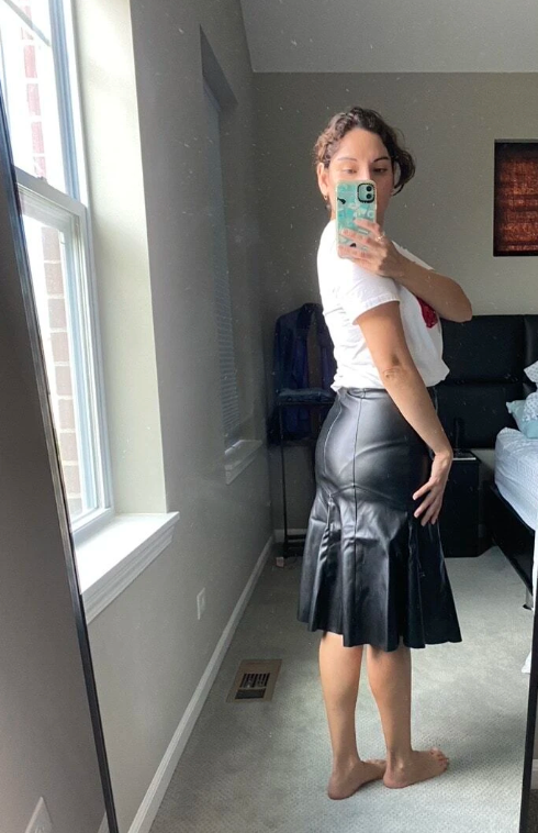 Leather Skirt High Waist Mermaid Hem