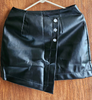 Front Button High Waist Leather Skirt