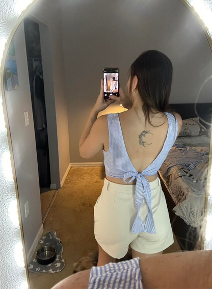 Backless sleeveless shirt blouse