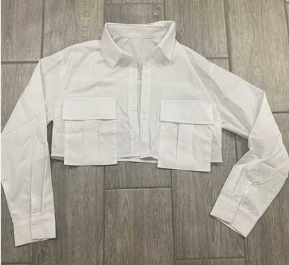 Long Sleeves Cropped Work Shirt