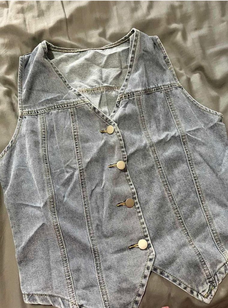 Front Four Button Women's Denim Vest