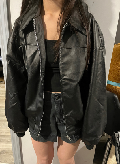 Genuine Leather Baggy Jacket for Women