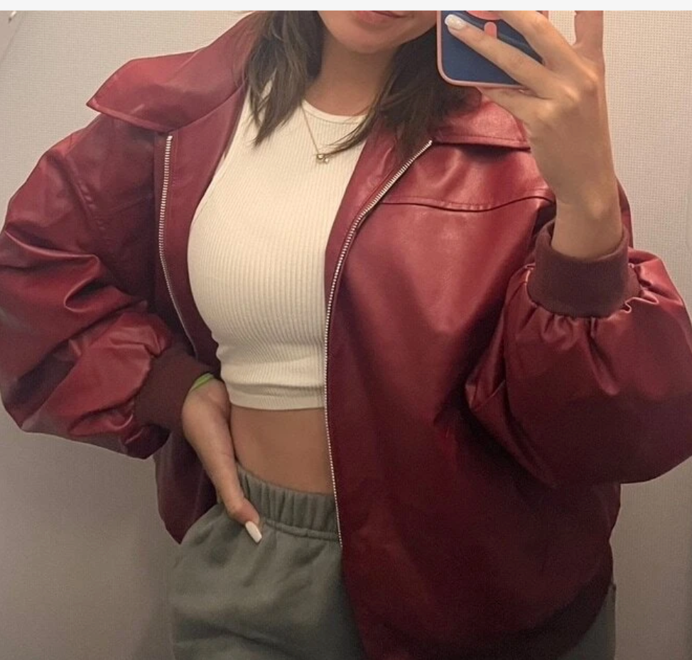 Genuine Leather Baggy Jacket for Women