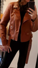 Brown Faux Leather Jacket for Women – Belted Biker Style
