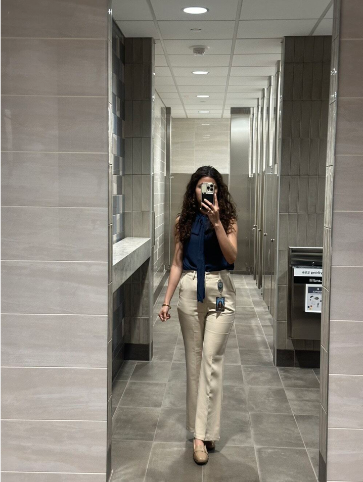 Women's Straight-Leg Beige Trousers