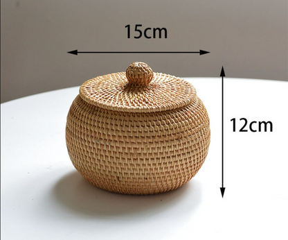 Natural Woven Rattan Jar Container