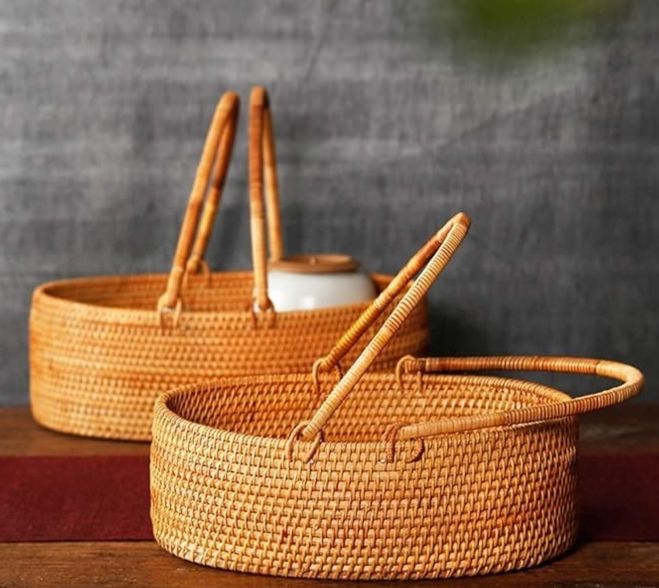 Oval Rattan Fruit Storage Picnic Basket