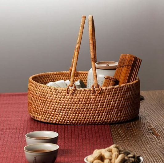 Oval Rattan Fruit Storage Picnic Basket