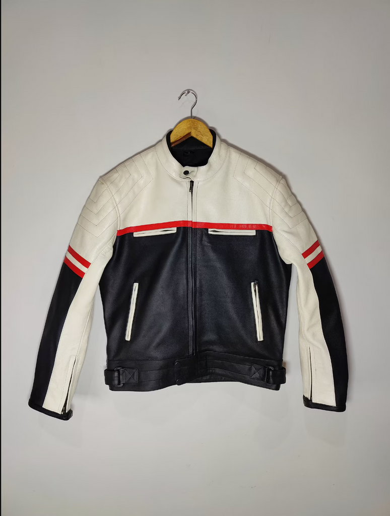 Men's Cowhide Leather Jacket Retro Moto