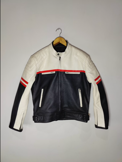 Men's Cowhide Leather Jacket Retro Moto