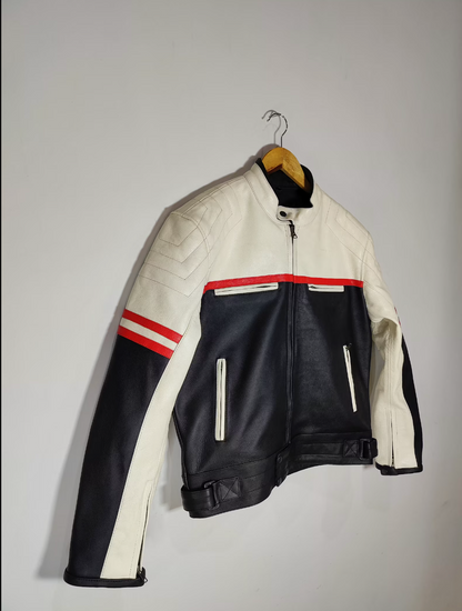 Men's Cowhide Leather Jacket Retro Moto