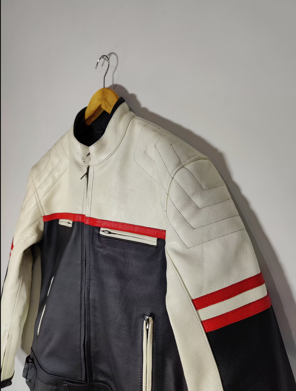 Men's Cowhide Leather Jacket Retro Moto