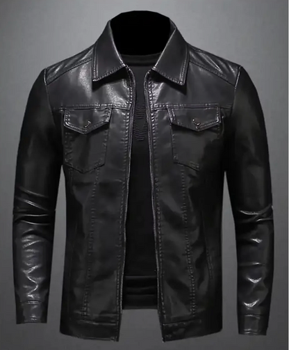 slim fit leather biker jacket