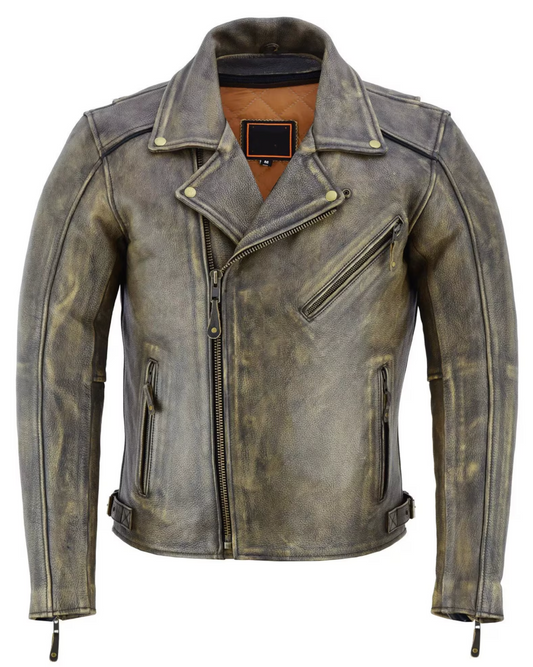 grey leather riding jacket men