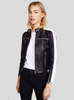 Women Black Cafe Racer Biker Leather Jacket