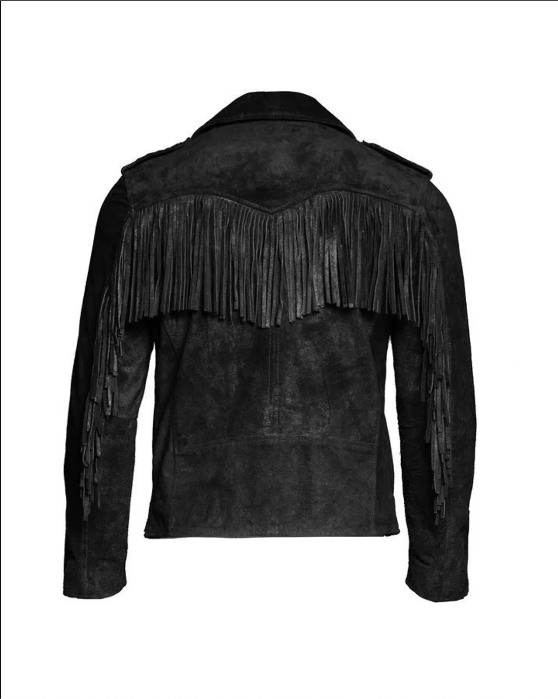 Men's Black Suede Fringe Biker Jacket