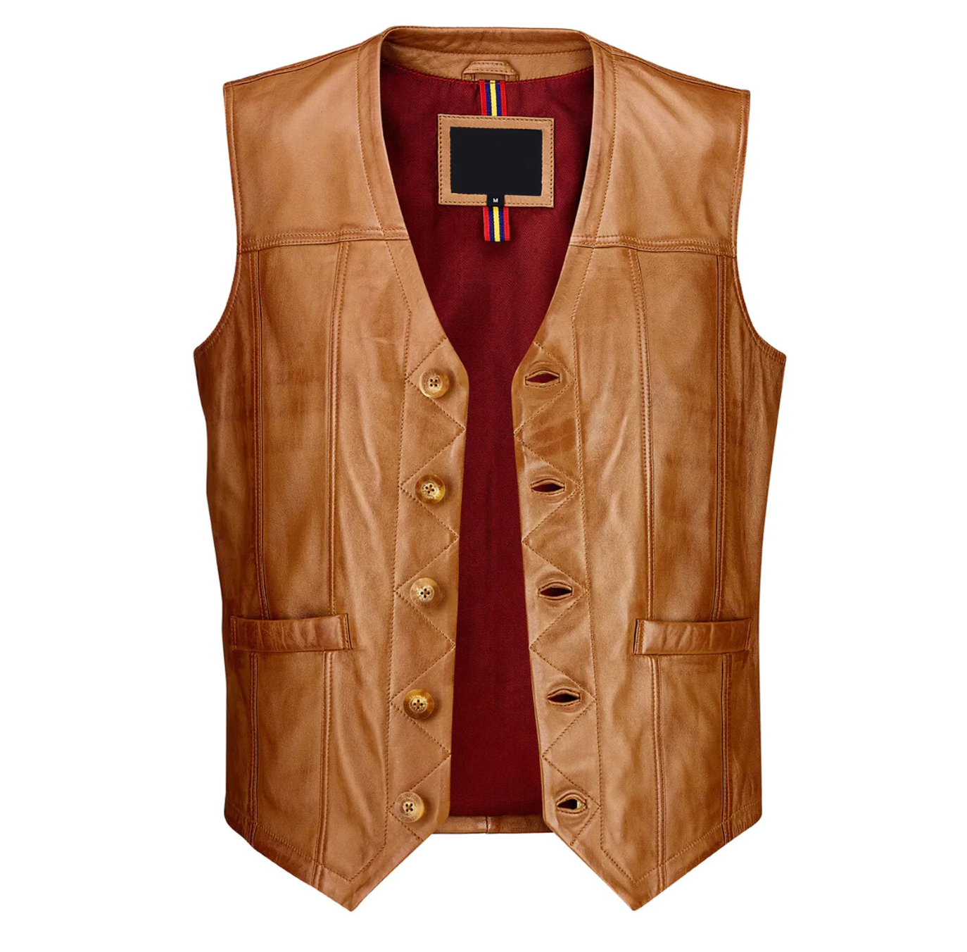 Genuine Leather Men's Vest Slim fit