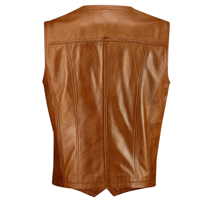 Genuine Leather Men's Vest Slim fit