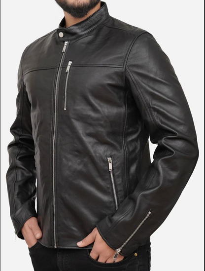 Genuine Leather Men's Cafe Racer Jacket