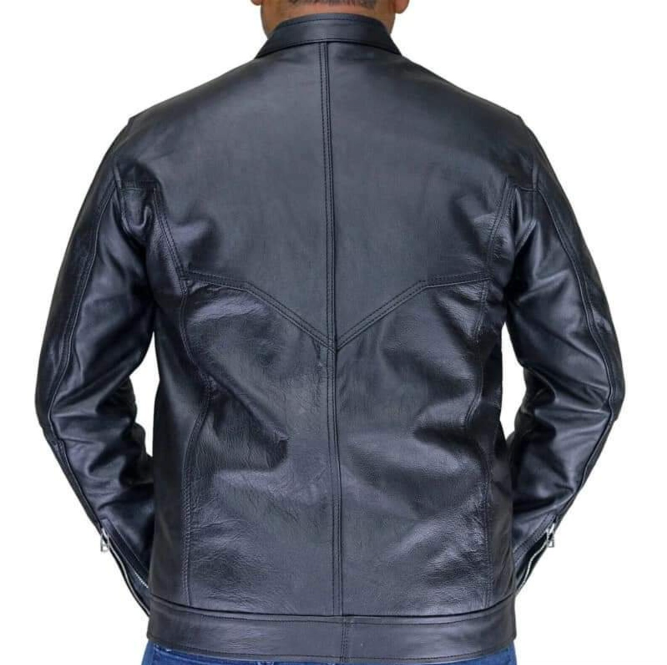 Lambskin leather black winter motorcycle jacket men's