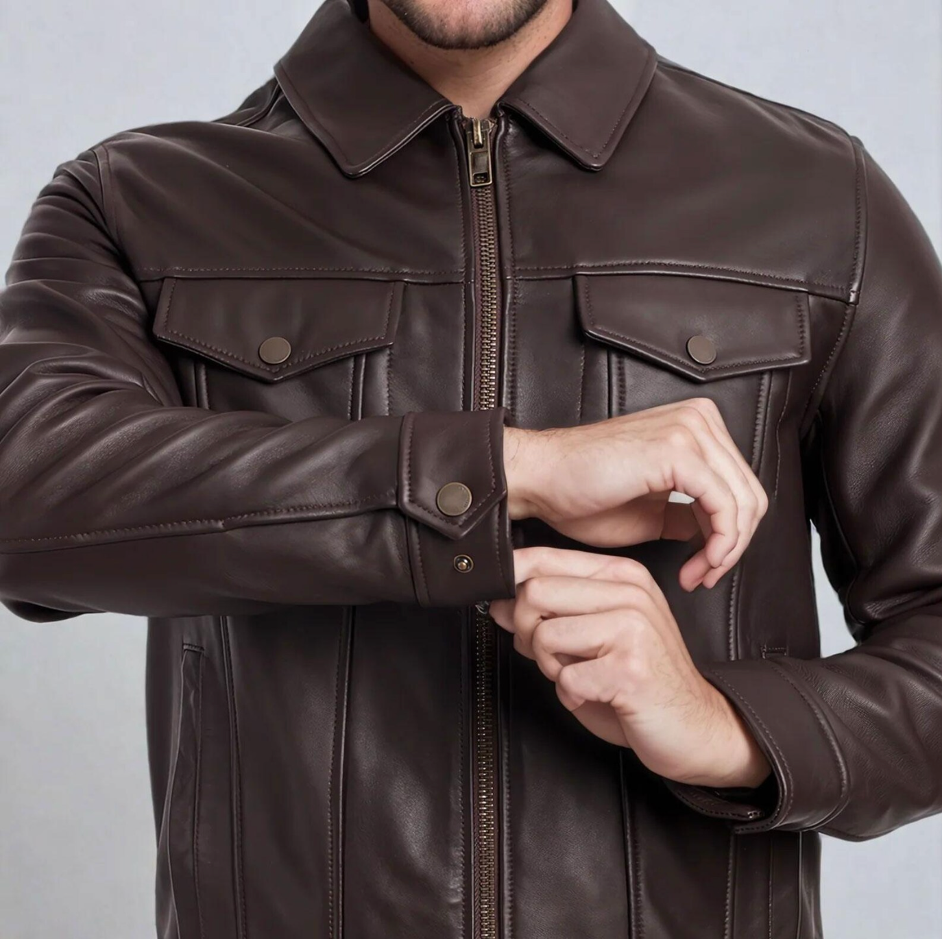 Dark Brown Leather Jacket For Men