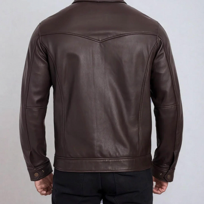 Dark Brown Leather Jacket For Men