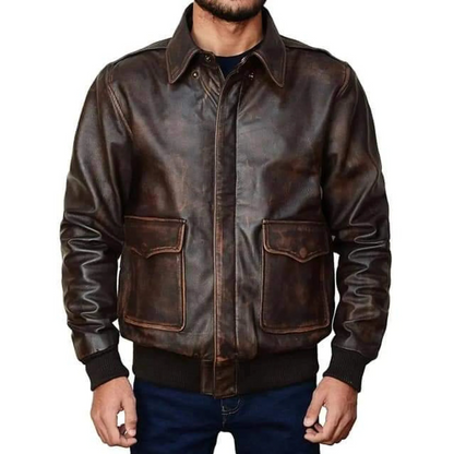 Genuine Leather Men's Waxed Jacket