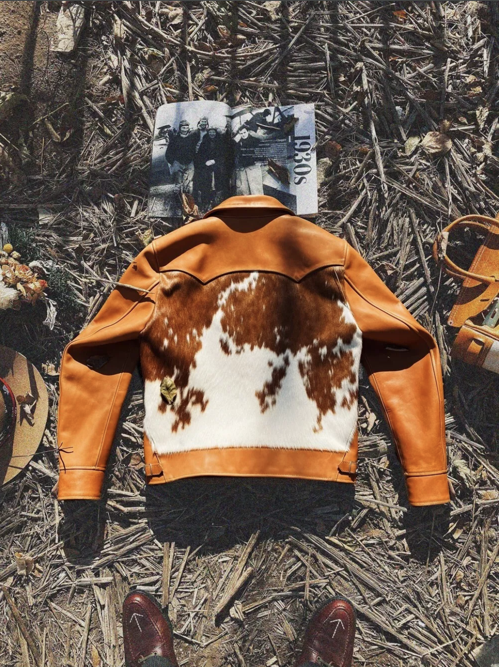 Brown White Hair On Cowhide Fur Jacket