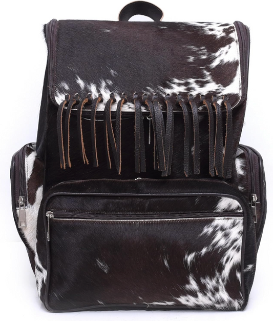 Dark Brown Hair On Cowhide Backpack Bag