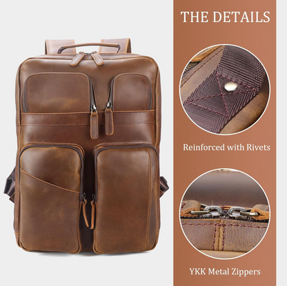 Genuine Leather Backpack Brown