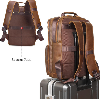 Genuine Leather Backpack Brown