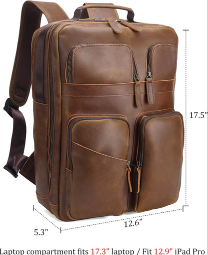 Genuine Leather Backpack Brown